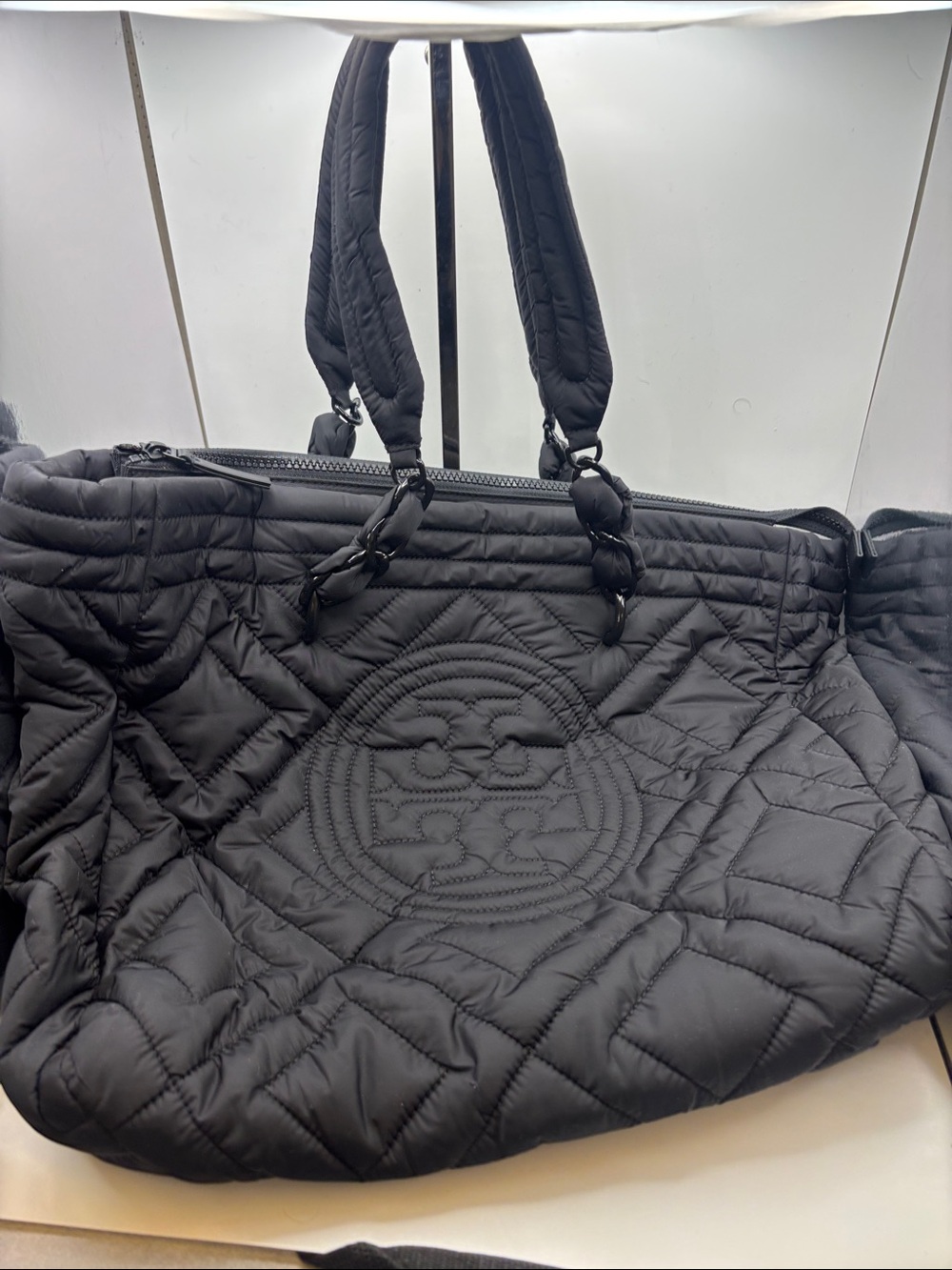 Tory Burch Ella Quilted Nylon Tote aka the puffer or quilted travel tote
